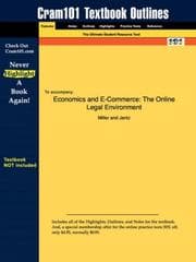 Tapa de Outlines & Highlights for Economics and E-Commerce : The Online Legal Environment by Miller, ISBN