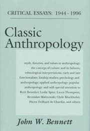 Tapa de Classic Anthropology: Critical Essays
