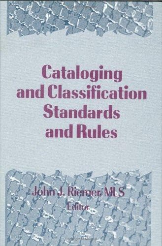 Tapa de Cataloging and classification standards and rules