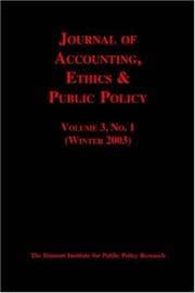 Tapa de Journal Of Accounting, Ethics & Public Policy No. 1 Winter 2003