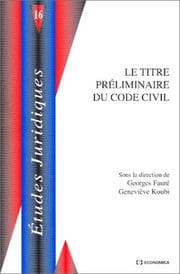 Tapa de Le titre préliminaire du Code civil