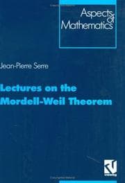 Tapa de Lectures on the Mordell-Weil Theorem (Aspects of Mathematics)