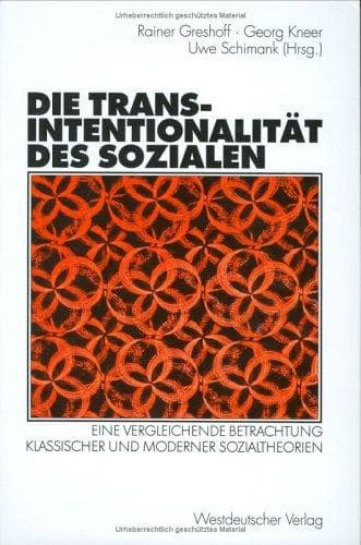 Tapa de Die Transintentionalität des Sozialen.