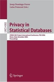 Tapa de Privacy in statistical databases