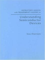 Tapa de Instructor's Manual with Transparency Masters for "Understanding Semiconductor Devices" (The Oxford Series in Electrical & Computer Engineering)
