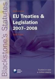 Tapa de Blackstone's EU Treaties & Legislation 2007-2008 (Blackstone's Statute)