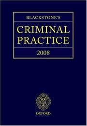 Tapa de Blackstone's Criminal Practice 2008