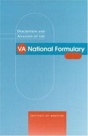 Tapa de Description and Analysis of the VA National Formulary
