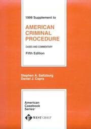 Tapa de 1999 Supplement to American Criminal Procedure