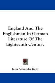 Tapa de England And The Englishman In German Literature Of The Eighteenth Century