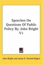 Tapa de Speeches On Questions Of Public Policy By John Bright V1