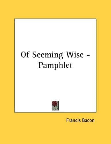 Tapa de Of Seeming Wise - Pamphlet