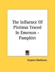 Tapa de The Influence Of Plotinus Traced In Emerson - Pamphlet