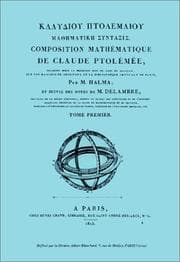 Tapa de Composition mathýmatique de Claude Ptolýmýe, ou astronomie ancienne suivie des "Notes de M. Delambre" (2 volumes)