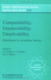 Tapa de Computability, enumerability, unsolvability