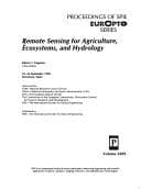 Tapa de Remote sensing for agriculture, ecosystems, and hydrology