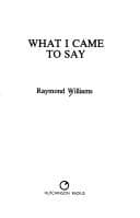 Tapa de What I came to say