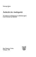 Tapa de Ästhetik der Ambiguität