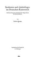 Tapa de Studenten und "Judenfrage" im Deutschen Kaiserreich