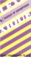 Tapa de Lexique et paraphrase