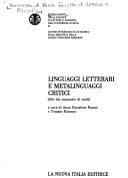 Tapa de Linguaggi letterari e metalinguaggi critici
