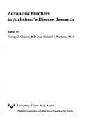 Tapa de Advancing frontiers in Alzheimer's disease research