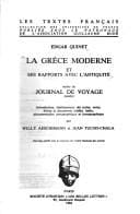Tapa de La Grèce moderne et ses rapports avec l'Antiquité ; suivie du, Journal de voyage (inédit)