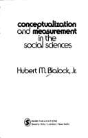 Tapa de Conceptualization and measurement in the social sciences