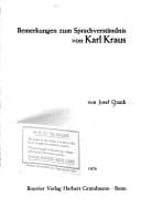 Tapa de Bemerkungen zum Sprachverständnis von Karl Kraus