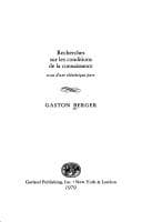 Tapa de Recherches sur les conditions de la connaissance