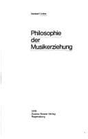 Tapa de Philosophie der Musikerziehung