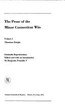 Tapa de The prose of the minor Connecticut wits