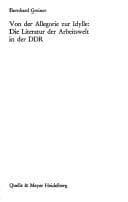 Tapa de Von der Allegorie zur Idylle