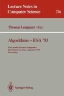 Tapa de Algorithms -Esa '93: First Annual European Symposium Bad Honnef, Germany September 30-October 2, 1993
