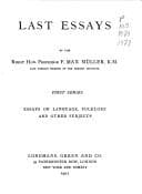 Tapa de Last essays