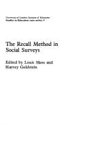 Tapa de The Recall method in social surveys