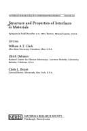 Tapa de Structure and Properties of Interfaces in Materials