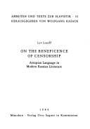 Tapa de On the beneficence of censorship