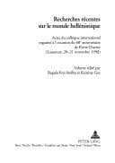 Tapa de Recherches récentes sur le monde hellénistique