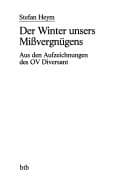 Tapa de Der Winter unseres Mißvergnügens. Aus den Aufzeichnungen des OV Diversant