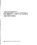 Tapa de Robert A.M. Stern (Architectural Monographs No 17) (Architectural Monographs)