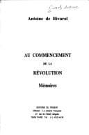 Tapa de Au commencement de la Révolution