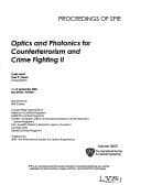 Tapa de Optics and photonics for counterterrorism and crime fighting II