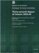 Tapa de Thirty-seventh report of session 2003-04