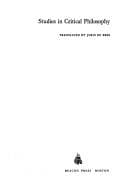 Tapa de Studies in critical philosophy