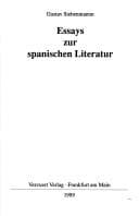 Tapa de Essays zur spanischen Literatur