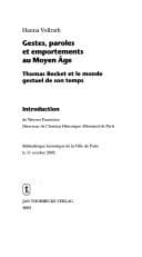Tapa de Gestes, paroles et emportements au moyen age: Thomas Beckett et le monde gestuel de son temps. Bibliotheque Historique de la Ville de Paris le 11 octobre 2002