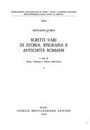 Tapa de Scritti vari di storia, epigrafia e antichità romane
