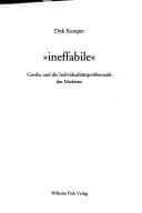 Tapa de Ineffabile: Goethe und die Individualit atsproblematik der Moderne