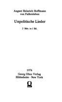 Tapa de Unpolitische Lieder